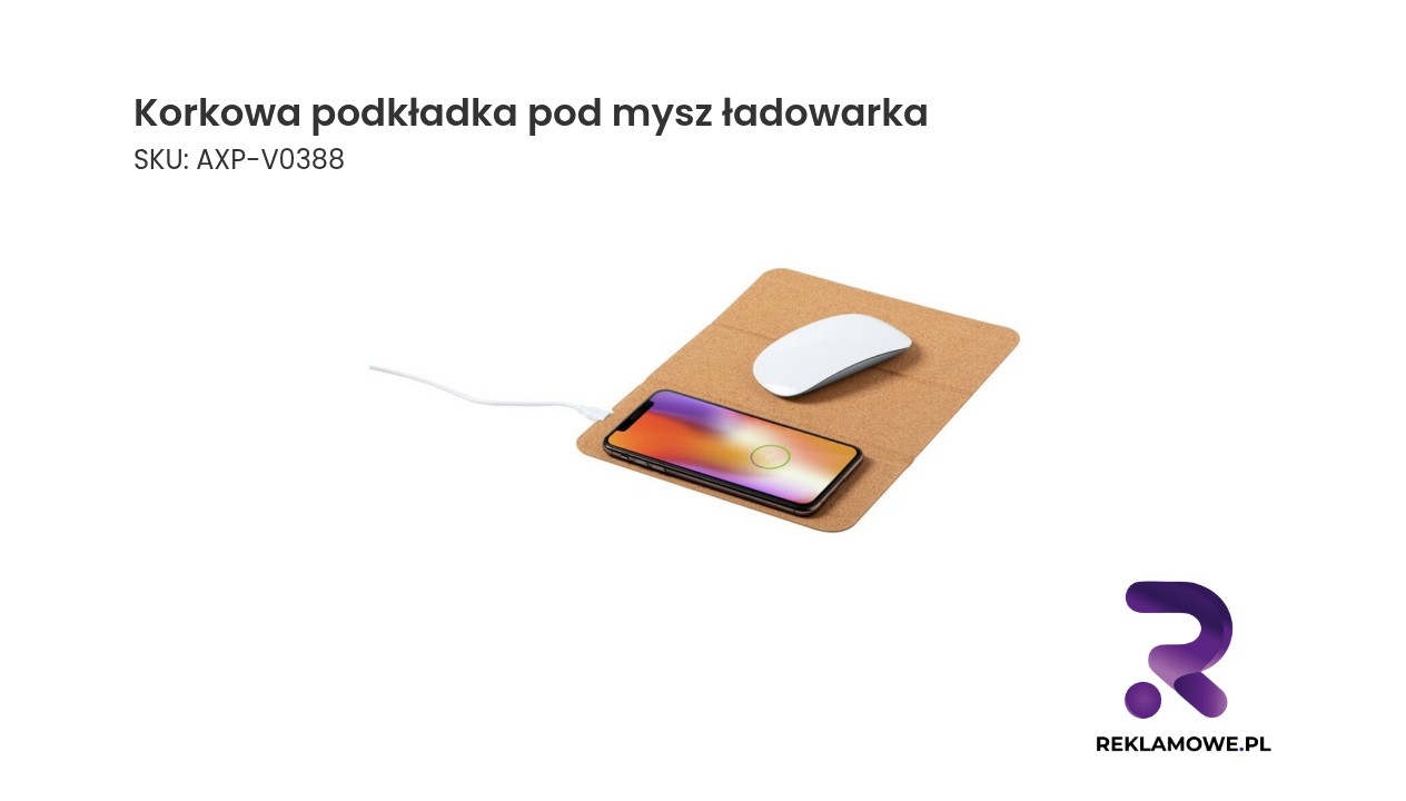 Ekologiczna korkowa podkładka pod mysz z funkcją ładowania