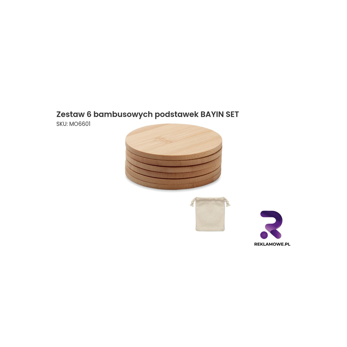 Zestaw 6 bambusowych podstawek BAYIN SET Zestaw 6 bambusowych podstawek BAYIN SET – eleganckie podstawki na stół z naturalnego bambusa