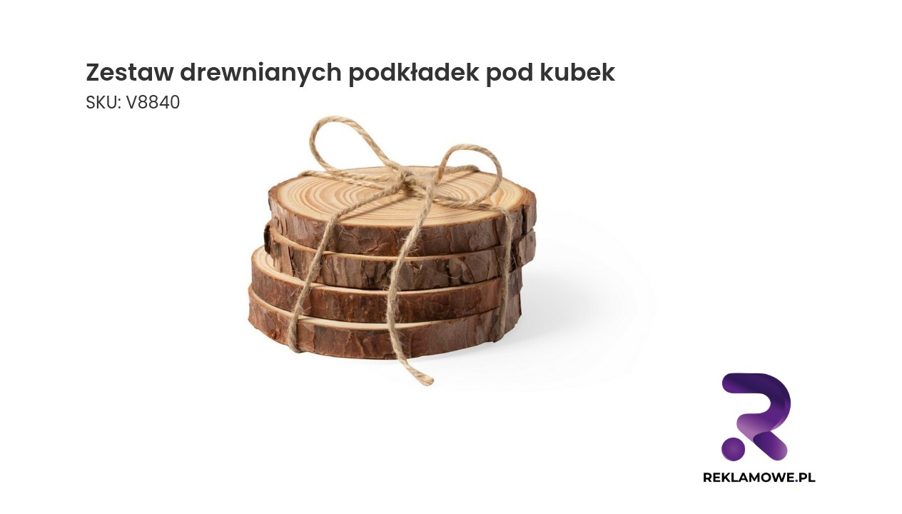 Zestaw czterech drewnianych podkładek pod kubek